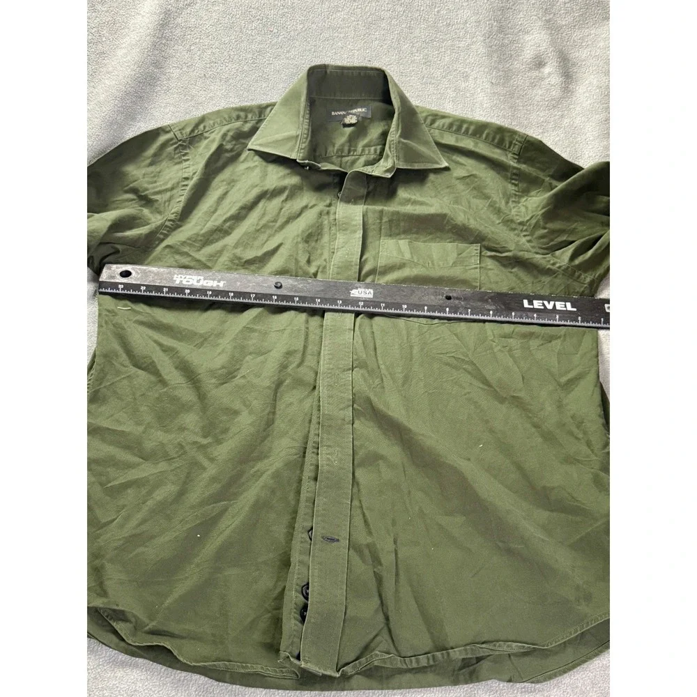 Banana Republic Mens Large Olive Green Cotton Button Down Long Sleeve Shirt L